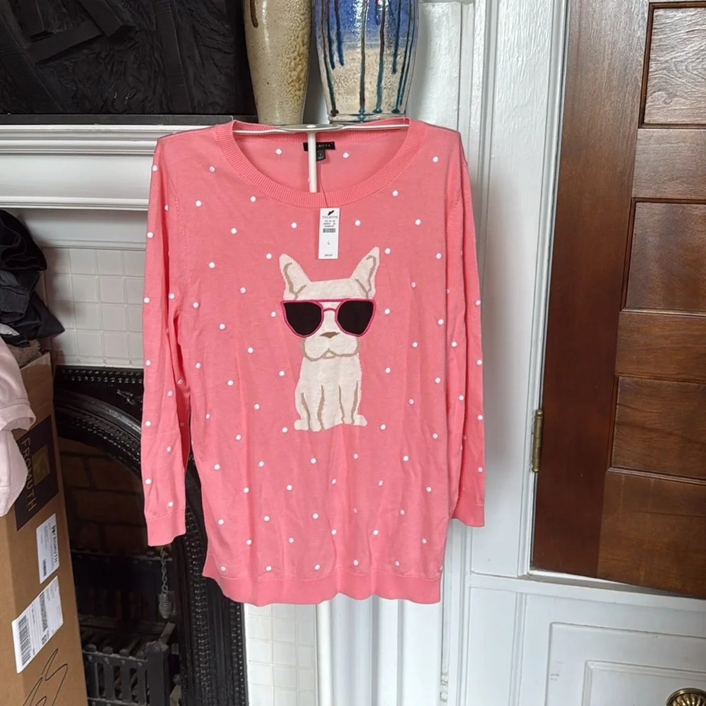 Talbots‎ French bulldog sweater. NWT. Retail 89.50